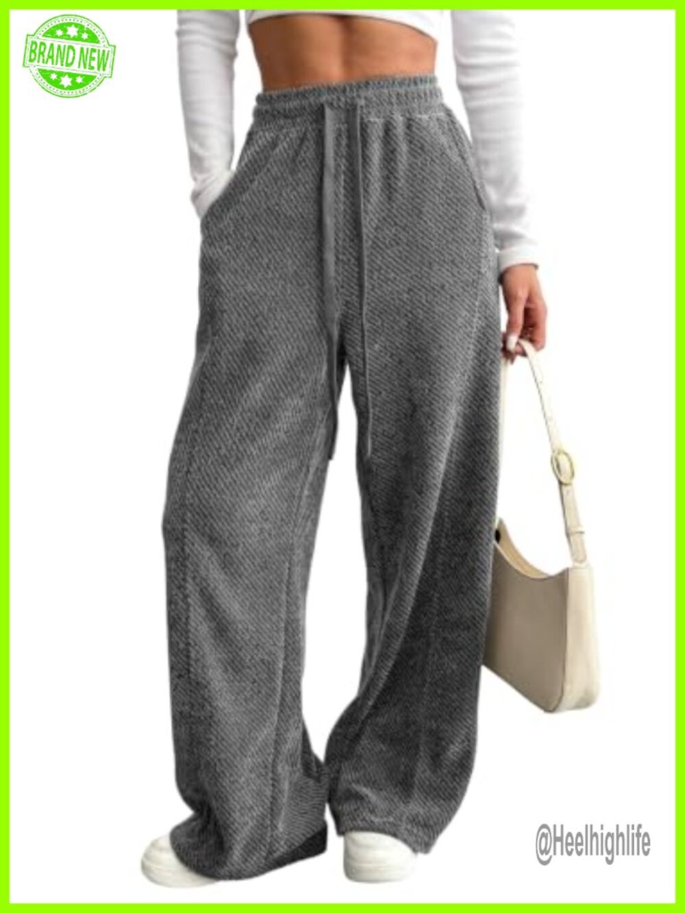 Wide Leg High Waisted Drawstring Palazzo Pants